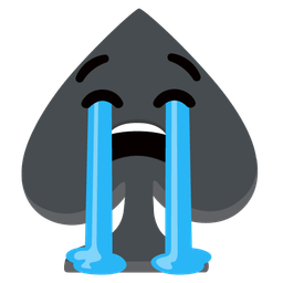 loudly crying face and spade suit