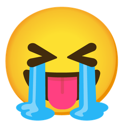 Loudly crying face and Squinting face with tongue