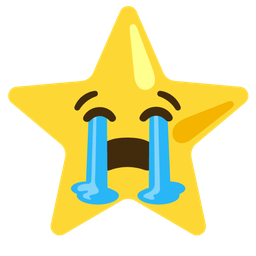 loudly crying face and star