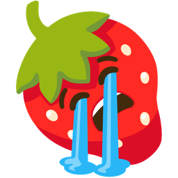 Loudly crying face and Strawberry