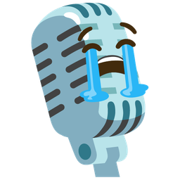 loudly crying face and studio microphone
