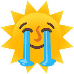 Loudly crying face and Sun with face