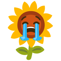Loudly crying face and Sunflower
