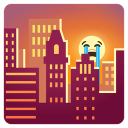 Loudly crying face and Sunset