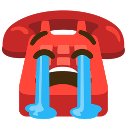loudly crying face and telephone