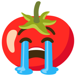 Loudly crying face and Tomato