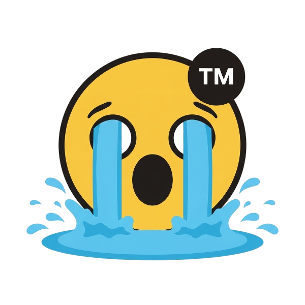 Loudly crying face and Trade mark