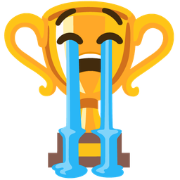 loudly crying face and trophy