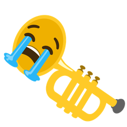 loudly crying face and trumpet
