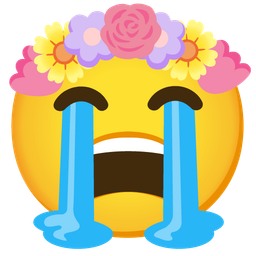 Loudly crying face and Tulip