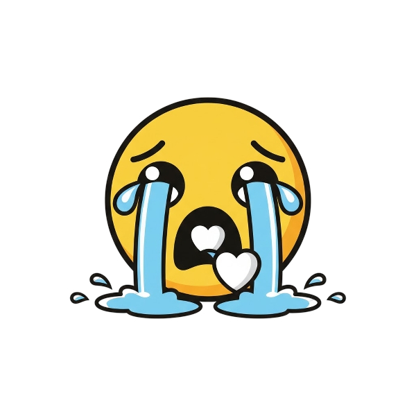 Loudly crying face and White heart