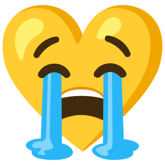 Loudly crying face and Yellow heart