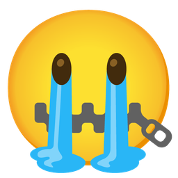 Loudly crying face and Zipper-mouth face