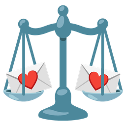 love letter and balance scale