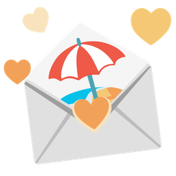 love letter and beach with umbrella