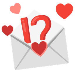 love letter and exclamation question mark