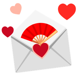 love letter and folding hand fan