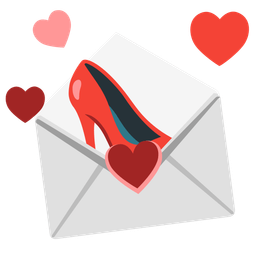 love letter and high-heeled shoe
