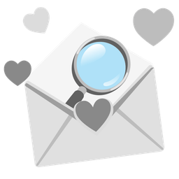 Love letter and Magnifying glass tilted right