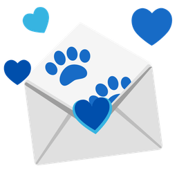 love letter and paw prints