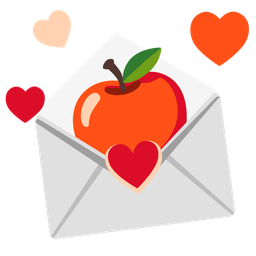 love letter and red apple