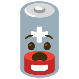 Low battery and Anguished face