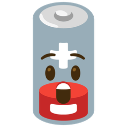 Low battery and Astonished face