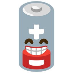 Low battery and Beaming face with smiling eyes