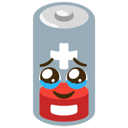 Low battery and Face holding back tears