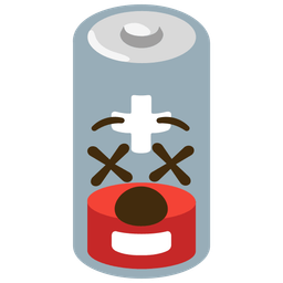 Low battery and Face with crossed-out eyes