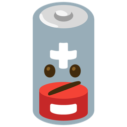 Low battery and Face with diagonal mouth