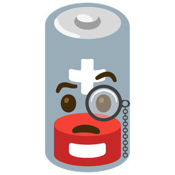 Low battery and Face with monocle