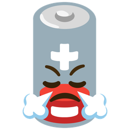 Low battery and Face with steam from nose