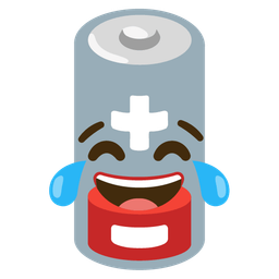 Low battery and Face with tears of joy