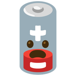 Low battery and Frowning face with open mouth