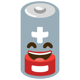 Low battery and Grinning face with smiling eyes