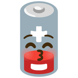 Low battery and Kissing face with closed eyes