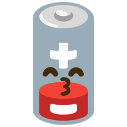 Low battery and Kissing face with smiling eyes