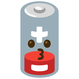 Low battery and Kissing face