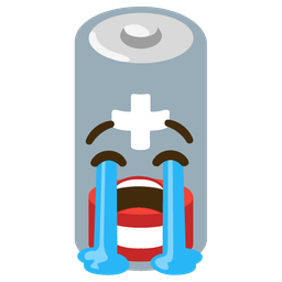 Low battery and Loudly crying face