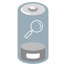 Low battery and Magnifying glass tilted right