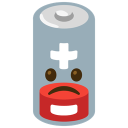 Low battery and Slightly frowning face