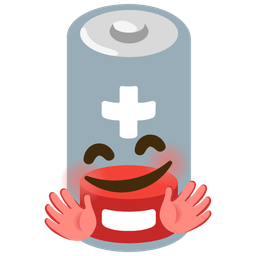 Low battery and Smiling face with open hands