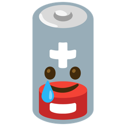 Low battery and Smiling face with tear