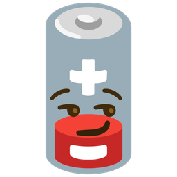 Low battery and Smirking face