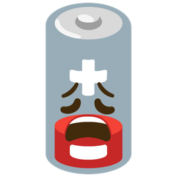 Low battery and Weary face