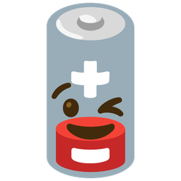 Low battery and Winking face