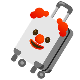 luggage and clown face