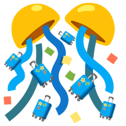 luggage and confetti ball