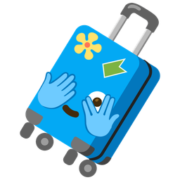 luggage and face with peeking eye